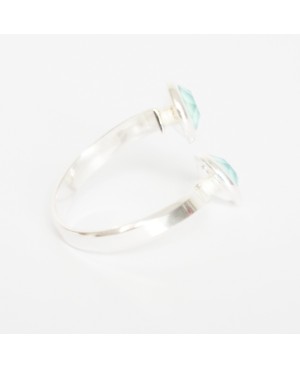 Silver ring with 2 green crystals “Solitaire” Swarovski crystal ring