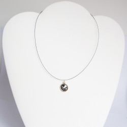Small, round, black Swarovski crystal pendant