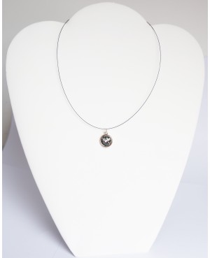 Small, round, black Swarovski crystal pendant Choker necklaces