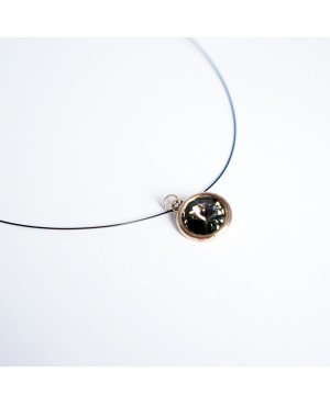 Small, round, black Swarovski crystal pendant Choker necklaces