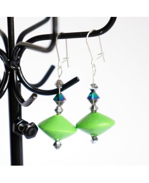 Handmade green earrings Handcrafted earrings