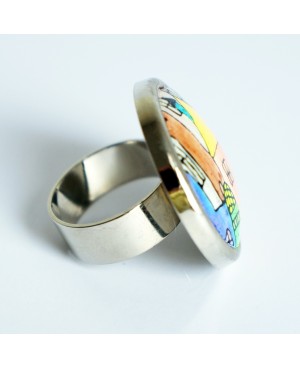 Bague maisons multicolores Bagues gourmandes et en pâte polymère