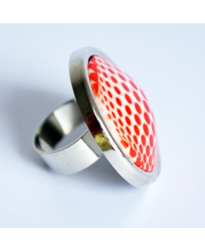 White and red polka dot ring Quirky and polymer clay rings