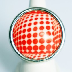 White and red polka dot ring