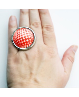 White and red polka dot ring Quirky and polymer clay rings