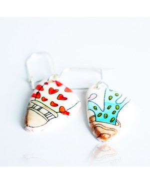 Boucles d'oreilles cactus multicolores Boucles d'oreilles artisanales (fait-main)