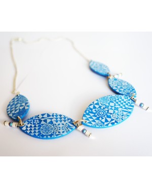Blue and white azulejos necklace Choker necklaces