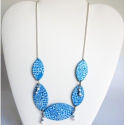Blue and white azulejos necklace