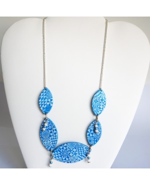 Blue and white azulejos necklace Choker necklaces