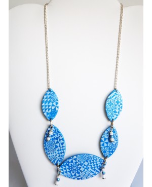 Blue and white azulejos necklace Choker necklaces