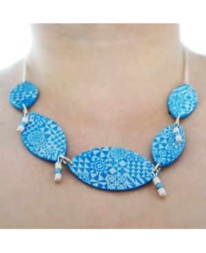 Blue and white azulejos necklace Choker necklaces