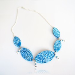 Blue and white azulejos necklace