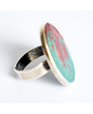 Red and green fashion jewelery ring Painted resin rings