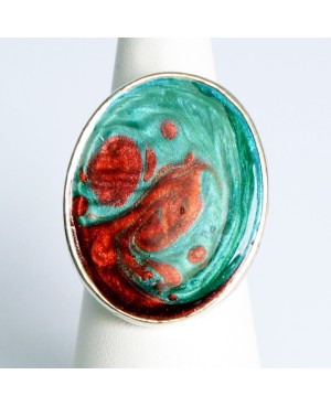 Red and green fashion jewelery ring Painted resin rings