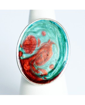 Red and green fashion jewelery ring Painted resin rings