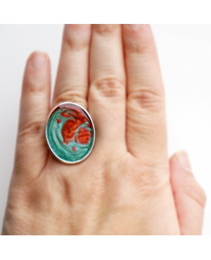 Red and green fashion jewelery ring Painted resin rings