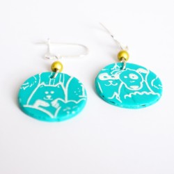 Turquoise dog and cat earrings