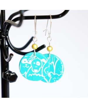 Turquoise dog and cat earrings Handcrafted earrings