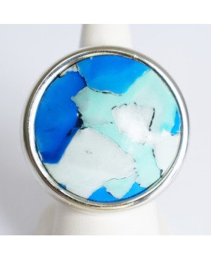 Grande bague bleue, verte et blanche Bagues gourmandes et en pâte polymère