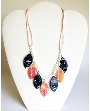 Blue necklace with fish and pink Mid-length necklaces