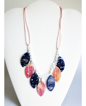 Blue necklace with fish and pink Mid-length necklaces
