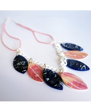 Blue necklace with fish and pink Mid-length necklaces