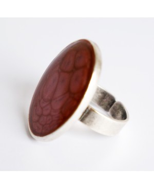 Antique pink oval fashion ring with scales Painted resin rings