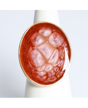 Bague fantaisie ovale vieux rose à écailles Bagues en peinture et résine