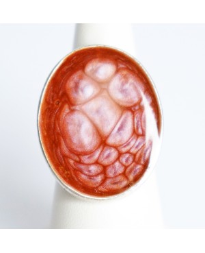 Antique pink oval fashion ring with scales Painted resin rings