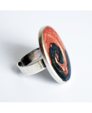 Bague tourbillon vieux rose et bleu marine Bagues en peinture et résine