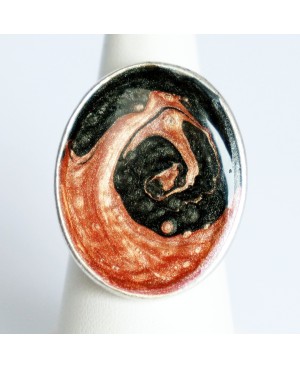 Antique pink and navy blue swirl ring Painted resin rings