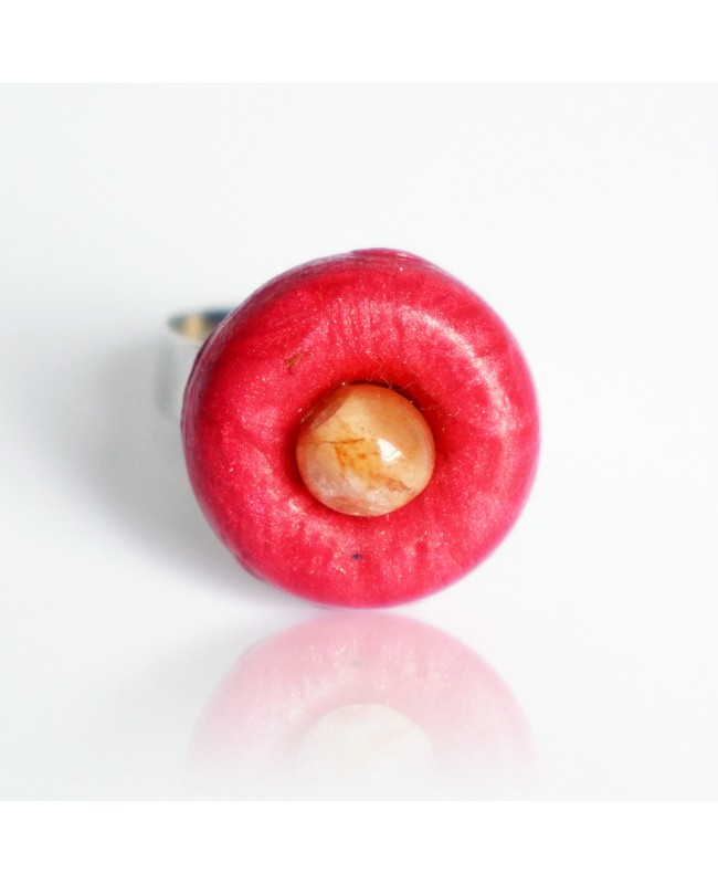 Petite bague ronde rouge et orange