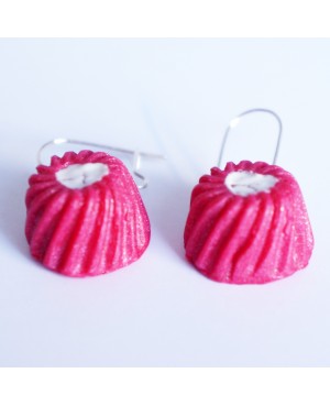 Pink flan earrings Quirky earrings