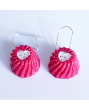 Pink flan earrings Quirky earrings