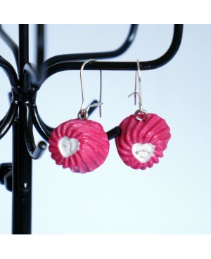 Pink flan earrings Quirky earrings