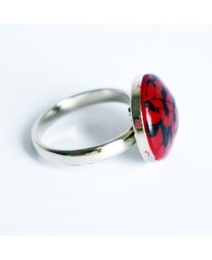 Small red and black lace ring Quirky and polymer clay rings