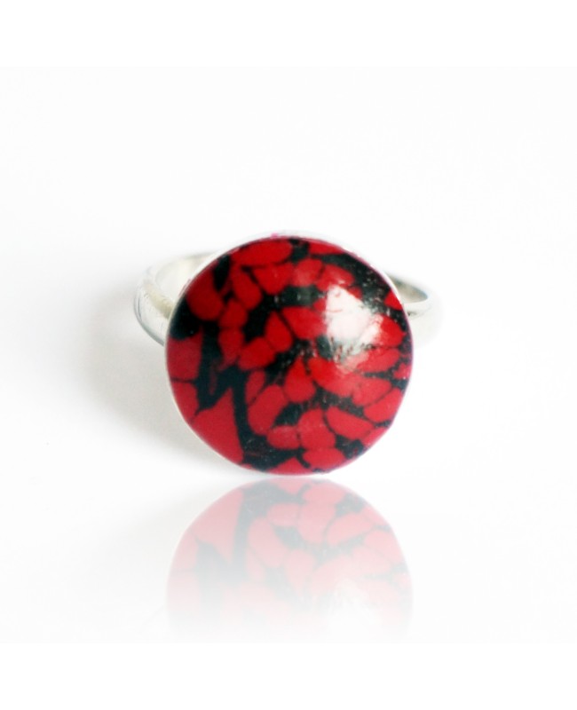 Small red and black lace ring