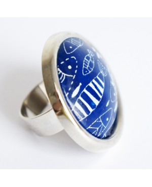 Blue and white fish ring Quirky and polymer clay rings