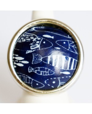 Blue and white fish ring Quirky and polymer clay rings