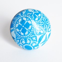 Blue and white ring with azulejos patterns