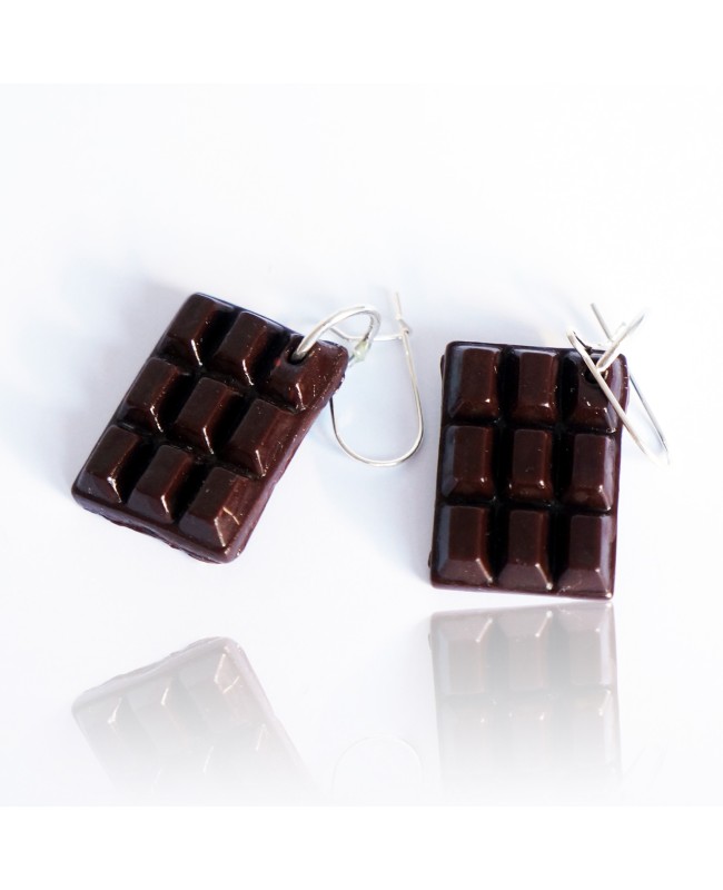 Boucles d'oreilles tablettes chocolat fait-main