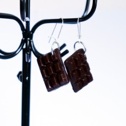Boucles d'oreilles tablettes chocolat fait-main
