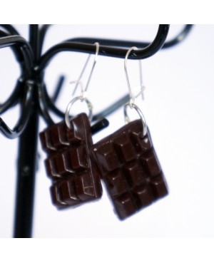 Boucles d'oreilles tablettes chocolat fait-main Boucles d'oreilles
