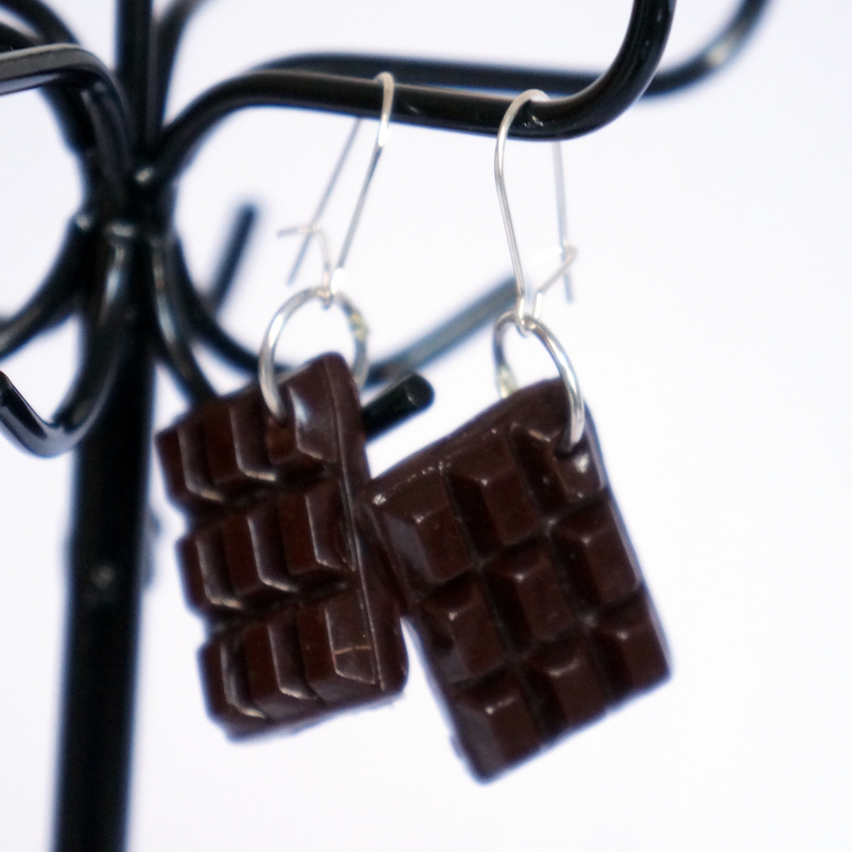 Handmade chocolate bar earrings Les Bijoux du Nibou