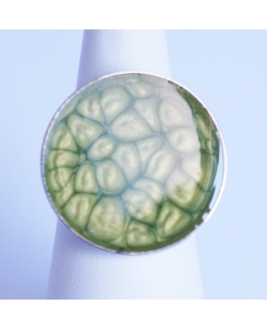 Bague ronde avec des écailles vertes Bagues en peinture et résine