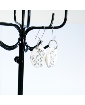 Black and white cactus earrings Handcrafted earrings