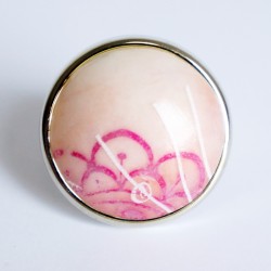 Large round pink adjustable ring