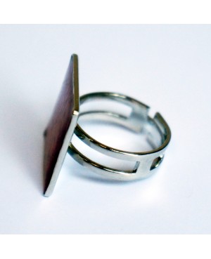 Square, pink ring with “cell” effect Painted resin rings