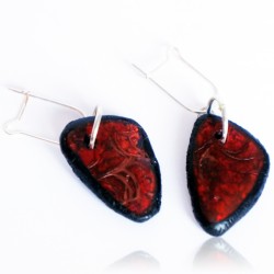 Red and Black Triangular Earrings