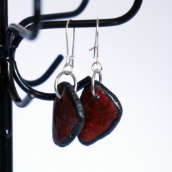 Red and Black Triangular Earrings